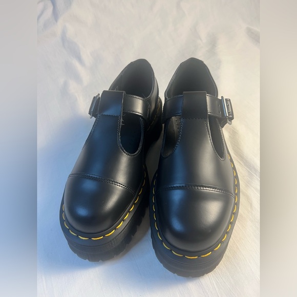 Dr Martens Bethan Polished Smooth leather Platform Black Ladies 8 NWOB - Picture 5 of 10